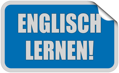 Sticker blau eckig curl oben ENGLISCH LERNEN!