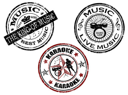 Set of music grunge rubber stamp ,vector illustration