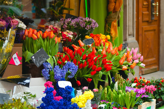 colorful flowers on market