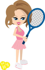 Obraz na płótnie Canvas Isolated cartoon woman playing tennis