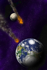 Attack of the asteroid on the planet in the universe. Abstract i