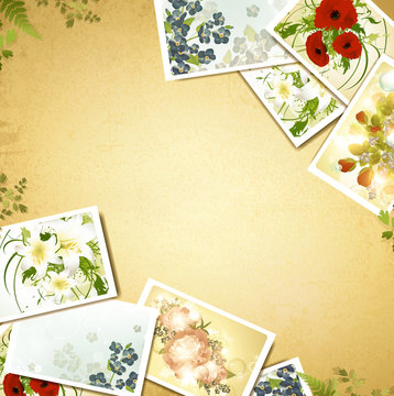 Vintage background with flower photos