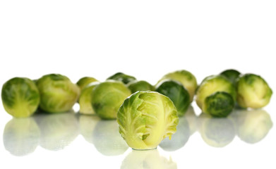 Fototapeta na wymiar Fresh brussels sprouts isolated on white