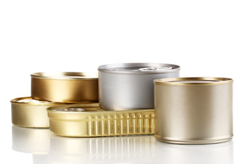 Tin cans isolated on white