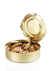 Open tin can isolated on white