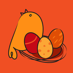 Vogel mit Ostern Eiern