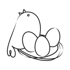 Vogel mit Ostern Eiern