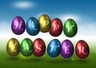 Coloured Happy Easter Eggs