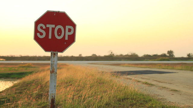 Stop sign at an airfield