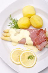 Spargel, Schinken und Sauce Hollandaise