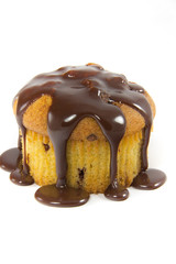 Delicous muffin with warm melted chocolate