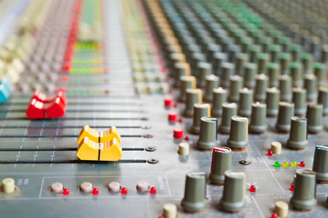 Obraz premium Sound mixer, low angle shot with shallow DOF, useful for various