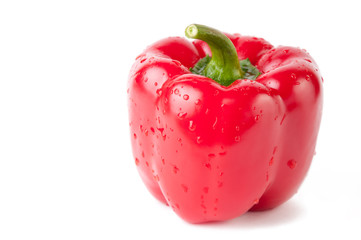 Close-up of red bell pepper, white background