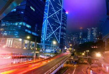 Fotobehang Nachtzicht in Hongkong © Subbotina Anna