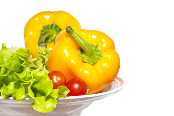 sweet pepper, tomato cherry and salad