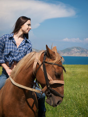 Obraz premium girl on horse