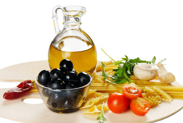 Italian cuisine - pasta and olive oil