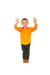 Joyful kid showing ten fingers
