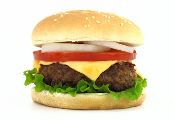 Delicious grilled burger on wheat buns