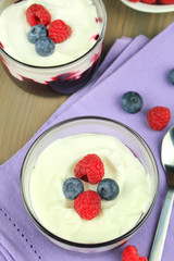 Yogurt dessert with fresh berries