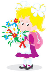 Schoolgirl with flowers