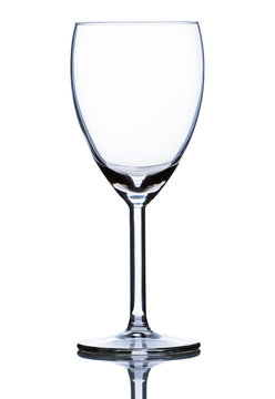 Empty wine glass on white background