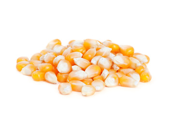 Pile corn isolated on white background.