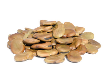 Pile Broad Beans isolated on white background.