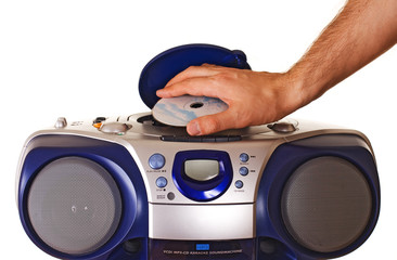 Inserting a disk into CD player