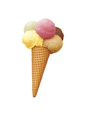5 Sorten Eis in Waffeltüte