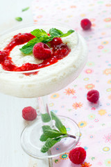 Air of Berlin raspberry dessert with fresh mint