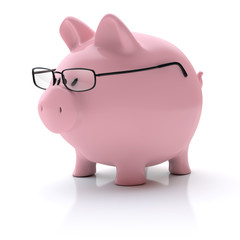 Sparschwein mit Brille