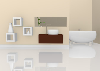 Modern bath room, 3d image