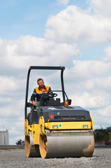 compactor roller machinery at road work