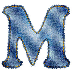 Jeans alphabet. Denim letter M