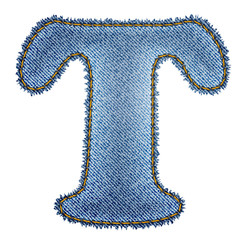 Jeans alphabet. Denim letter T