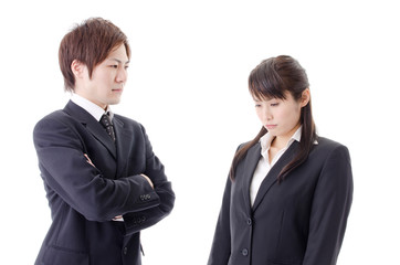 a portrait of business team scolding