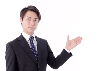 a portrait of asian businessman showing
