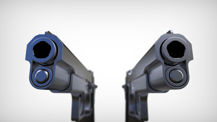 Isolated pistols on white background.