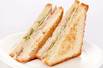 sandwich with ham and vegetables