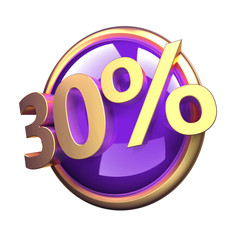 3d rendered, shiny gold purple discount button