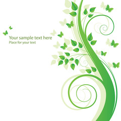 magic spring tree with butterflies and space for text