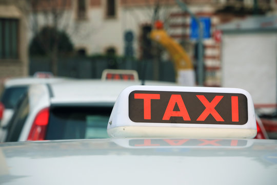 Taxi sign on a cab