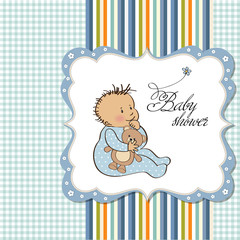 baby announcement card with little boy