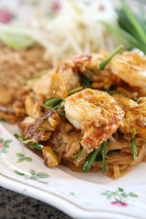 Thai food padthai fried noodle with shrimp