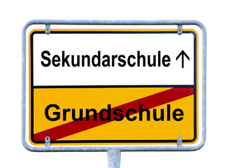 Schild Grundschule und dann Sekundarschule