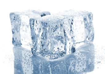 Three melting ice cubes