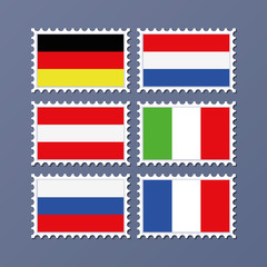 set aus diversen briefmarken flaggen deutschland