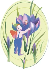 Tuinposter Baby en violette krokus © Artbotanic