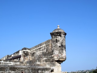 Cartagena walled city tower detail